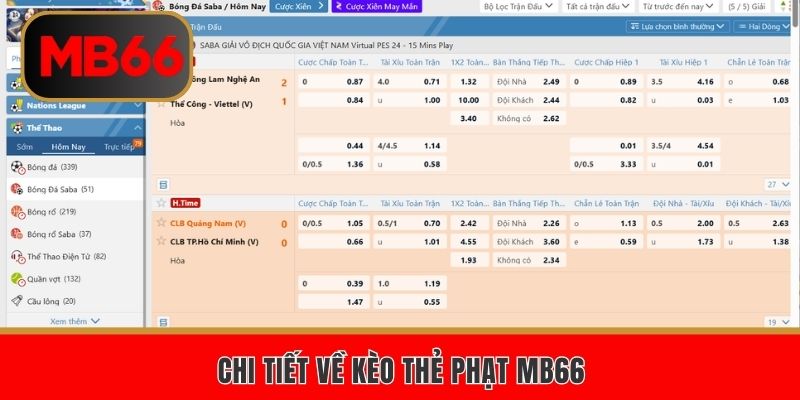 Chi tiết về kèo thẻ phạt MB66