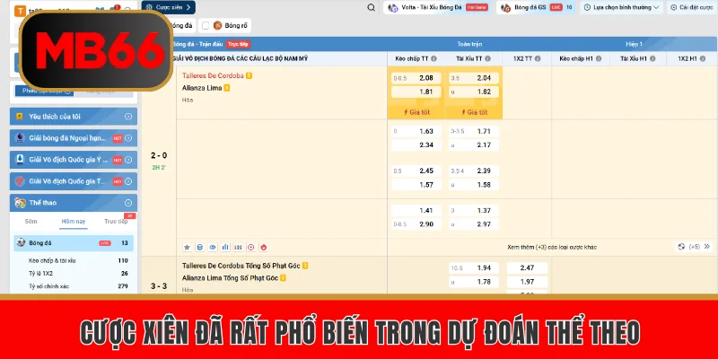 Cược xiên đã rất phổ biến trong dự đoán thể theo